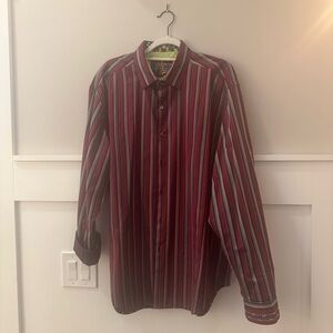 Men's Robert Graham Burgundy Multi-Stripe Shirt